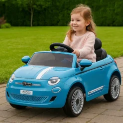 Auto elettrica Nuova Fiat 500 blu per bambini - Mazzeo Giocattoli