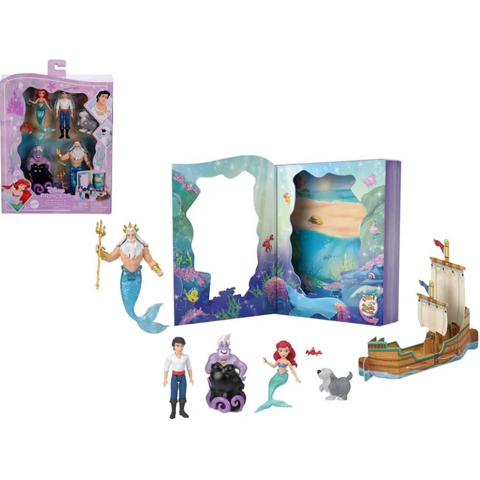 Disney Ariel Mini Libro Playset con Personaggi - Mattel