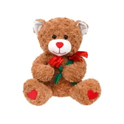 Peluche Morbidì orso con rosa 25 cm - Mazzeo Giocattoli