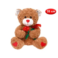 Peluche morbidì orso con rosa 35 cm - Mazzeo Giocattoli
