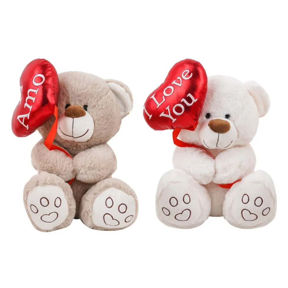 Peluche orsetto con palloncino cuore morbidì 25 cm - Mazzeo Giocattoli