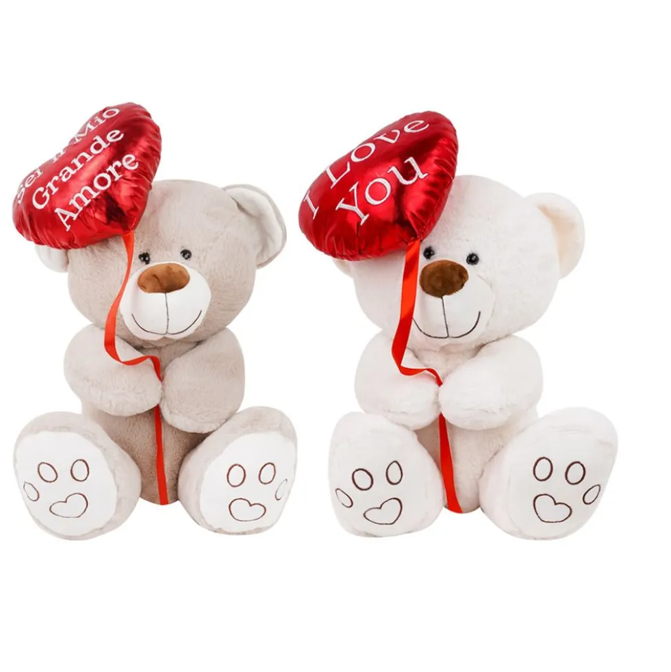 Peluche orsetto con palloncino cuore morbidì 40 cm - Mazzeo Giocattoli