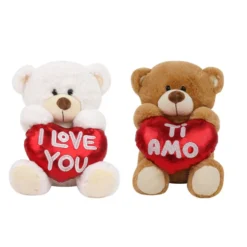 Peluche orso con cuore morbidì 25 cm - Mazzeo Giocattoli