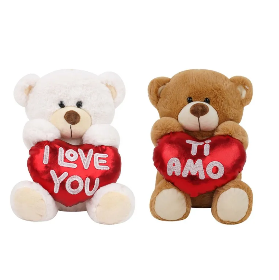 Peluche orso con cuore morbidì 25 cm - Mazzeo Giocattoli