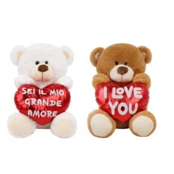 Peluche orso con cuore morbidì 31 cm - Mazzeo Giocattoli