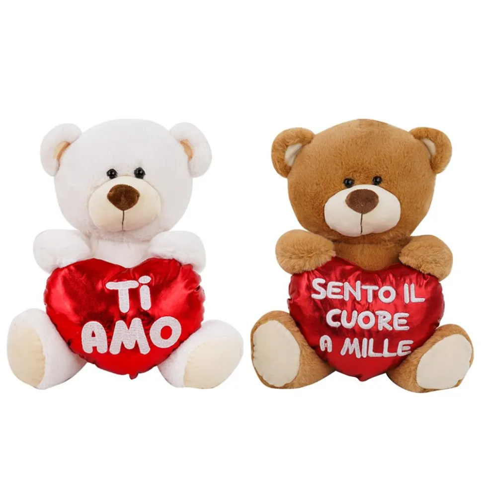 Peluche orso con cuore morbidì 35 cm - Mazzeo Giocattoli
