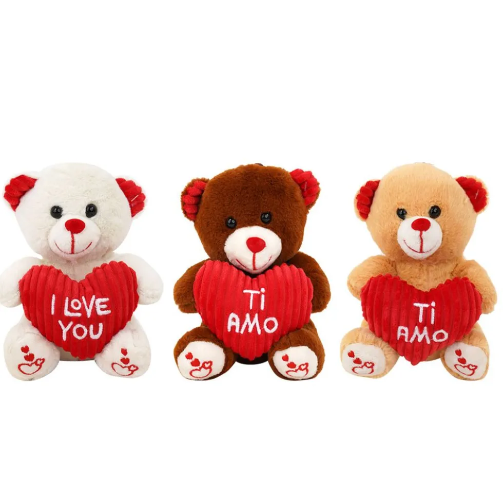 Peluche orso con cuore morbidì 15 cm - Mazzeo Giocattoli