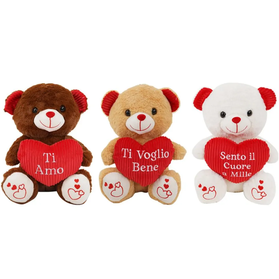 Peluche orso con cuore morbidì 30 cm - Mazzeo Giocattoli