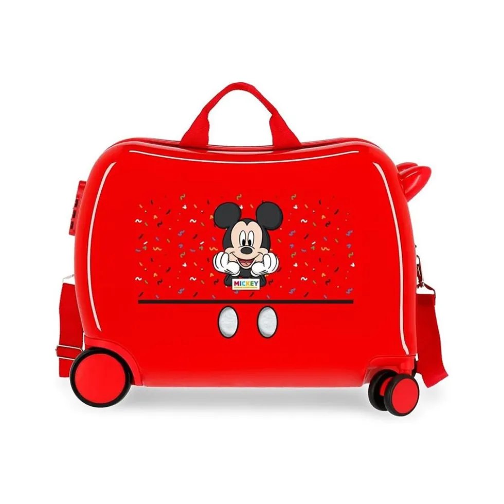 Trolley Cavalcabile Mickey Mouse 50 cm Valigia Bambini ABS 34L 4 Ruote