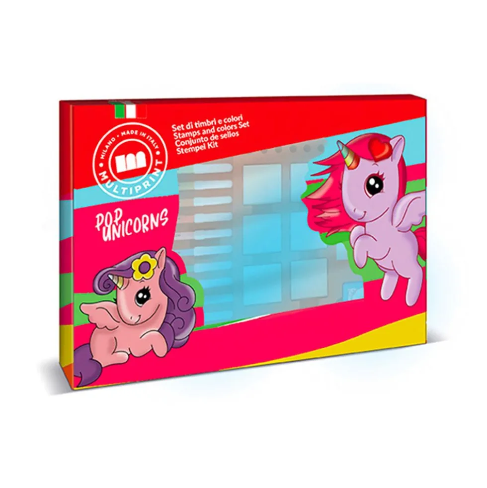 Valigiotto con Timbri e Pennarelli Pop Unicorns Multiprint